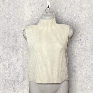 Forever 21 Womens Size Large Cropped Sleeveless Stretch Turtleneck Sweater